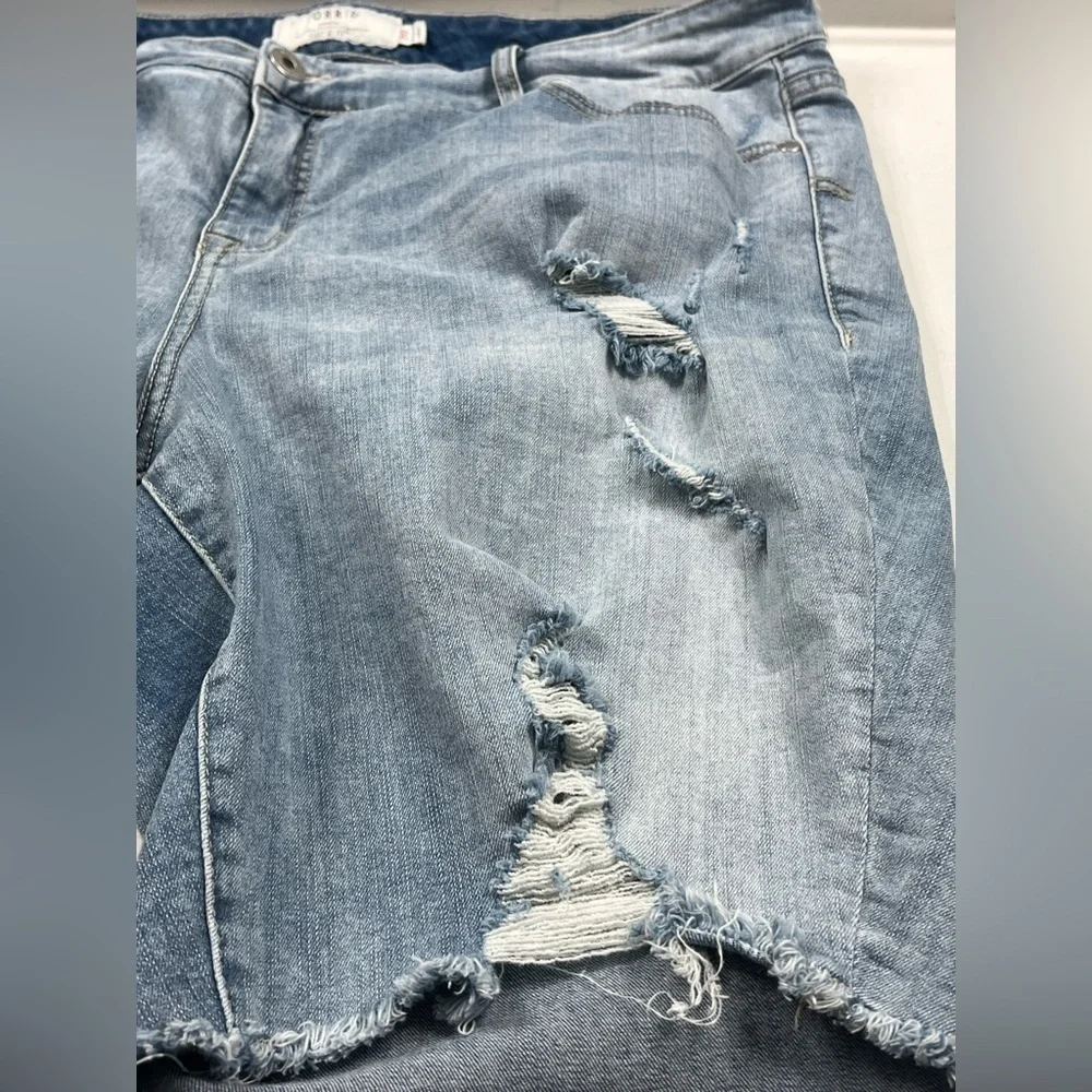 Light Wash Distressed Bermuda Shorts